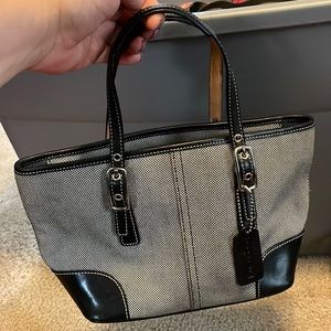 Coach Mini Market Tote Style 9557 Black Canvas Leather Trim Authentic